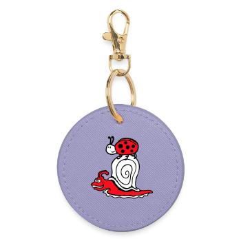Snail 2 Friends Ladybug Fast Team Cute - Round Keyring - lavender - Front