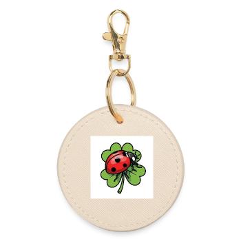 Shamrock with ladybug design - Round Keyring - oyster - Front