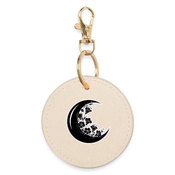 Floral Moon Phase Illustration - Round Keyring - oyster - Front