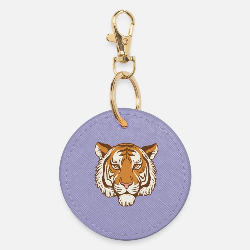 Retro Tiger – Roi de la forêt coréenne - Porte-clés rond - lavande