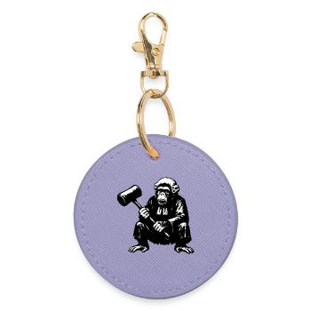 Singe juge rebelle avec marteau - Porte-clés rond - lavande - Devant