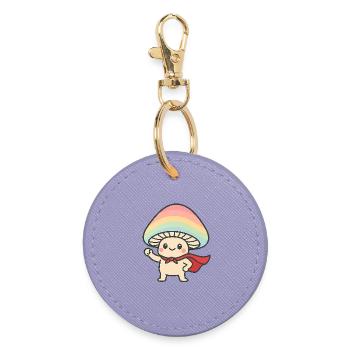 Mushroom Superhelden Cartoon Design - Runder Schlüsselanhänger - Lavendel - Vorne