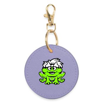 Frosch Frau Hübsch Kröte Lustig Weiblich Mädchen - Runder Schlüsselanhänger - Lavendel - Vorne