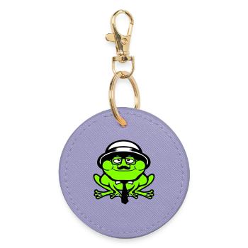 Frog Sir Mr. Rich Gangster Glasses Hat Tie - Round Keyring - lavender - Front