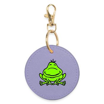 Frog Toad Smiles Funny Comic Happy Cute - Round Keyring - lavender - Front