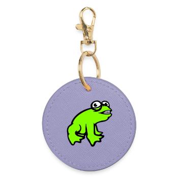 Frog grins cool funny comic crazy toad - Round Keyring - lavender - Front