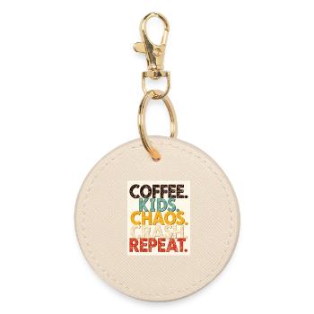 Coffee Kids Chaos Crash Repeat - Round Keyring - oyster - Front