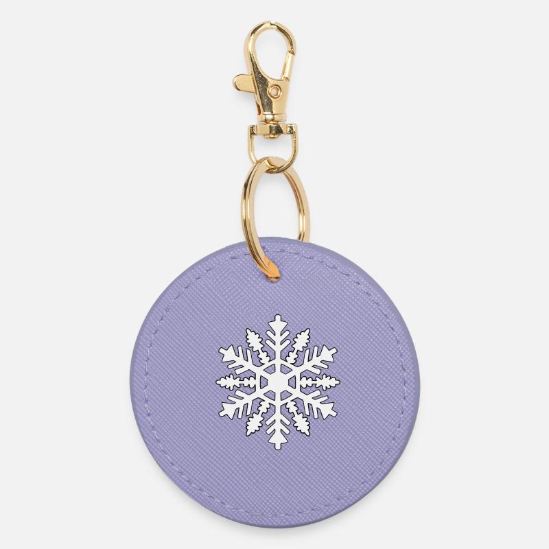 Snowflake Silhouette - Round Keyring - lavender