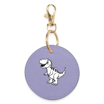 niedlicher Dinosaurier T-shirt Geschenk Kinder - Runder Schlüsselanhänger - Lavendel - Vorne