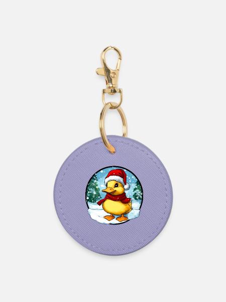 Weihnachtsmann Entchen - Runder Schlüsselanhänger - Lavendel