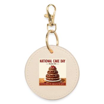 Journée nationale du gâteau – Gâteau au chocolat des fêtes - Porte-clés rond - huître - Devant