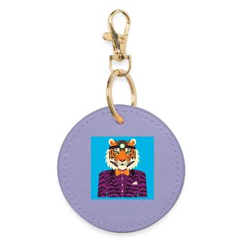 MENSCHLICHER TIGER – Baby & Kinder - Runder Schlüsselanhänger - Lavendel - Vorne