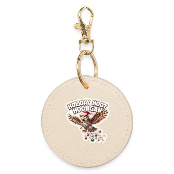 Christmas Owl Celebration - Round Keyring - oyster - Front