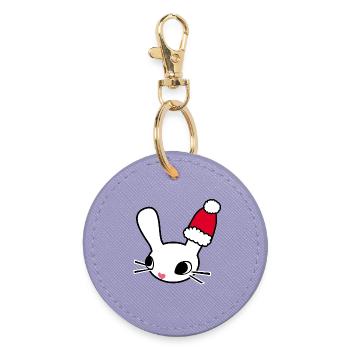 Santa Bunny Head - Round Keyring - lavender - Front