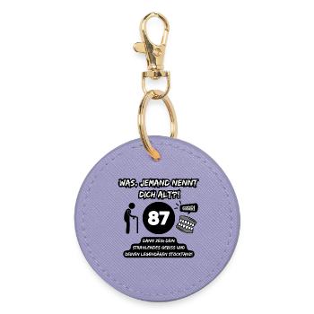 87 and legendary: Teeth out, stick dancing on! - Round Keyring - lavender - Front