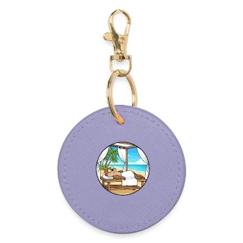 Relaxing Otter Beach Spa Day Art - Round Keyring - lavender - Front