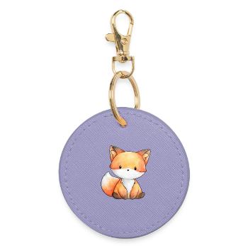 Illustrated Fox – Geschichtenerzählen und Waldatmosphäre - Runder Schlüsselanhänger - Lavendel - Vorne