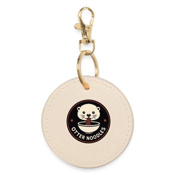 Otter Noodles Emblem – Minimal Streetwear Badge - Round Keyring - oyster - Front