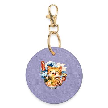 Große Ramen Wave T Shirt - Runder Schlüsselanhänger - Lavendel - Vorne