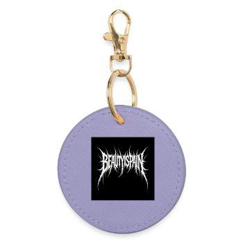 BeautyPain Jagged Black Metal Logo - Round Keyring - lavender - Front