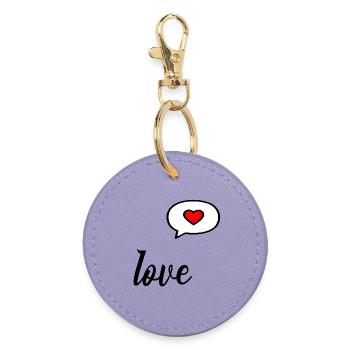 Valentine's Day Love Heart - Round Keyring - lavender - Front
