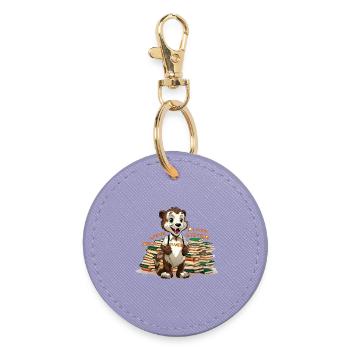 Otter learning hero with books - Round Keyring - lavender - Front