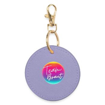 Team Braut! Cool  Neon Kreis Personalisierbar - Runder Schlüsselanhänger - Lavendel - Vorne