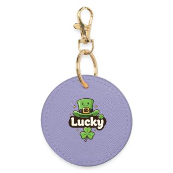 Lucky Leprechaun-Hut-Cartoon - Runder Schlüsselanhänger - Lavendel - Vorne