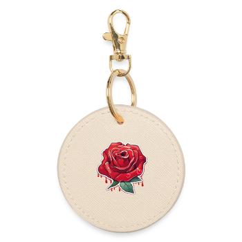 Blutrote Rose Tattoo Stil - Runder Schlüsselanhänger - Auster - Vorne