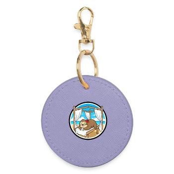 Spa de plage Animaux paresseux Art relaxant - Porte-clés rond - lavande - Devant
