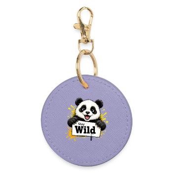 Panda Graffiti Illustration Stay Wild  - Runder Schlüsselanhänger - Lavendel - Vorne