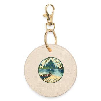 Discover Saint Lucia Caribbean Tropical Paradise - Round Keyring - oyster - Front
