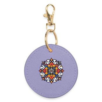 Mandala Blume Blüte symmetrisch abstrakt Farbspiel - Runder Schlüsselanhänger - Lavendel - Vorne