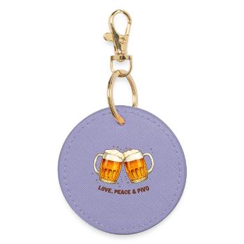 Love-_Peace_-_Bier - Round Keyring - lavender - Front
