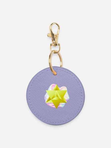 Surrealer Merkaba-Stern - Runder Schlüsselanhänger - Lavendel