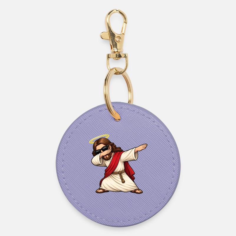 Dabbing Jesus - Round Keyring - lavender