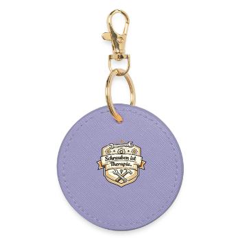 Schrauben ist Therapie Badge - Runder Schlüsselanhänger - Lavendel - Vorne