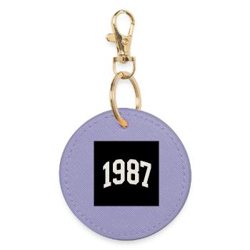 Vintage 1987 – Design rétro minimaliste - Porte-clés rond - lavande - Devant