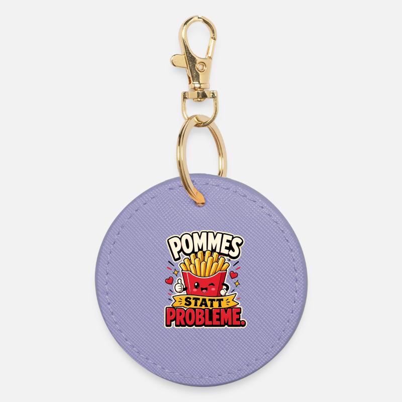 Frites au lieu de problèmes - Porte-clés rond - lavande