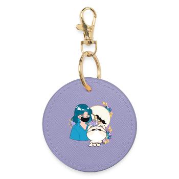 Anime Girl et Shiba Inu avec prothèse - Porte-clés rond - lavande - Devant