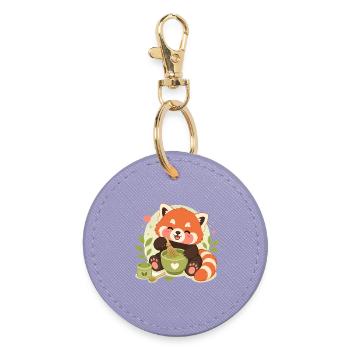 Red Panda Matcha Love - Round Keyring - lavender - Front