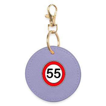 55.Jahre , Geburtstag , Retro Schild - Runder Schlüsselanhänger - Lavendel - Vorne
