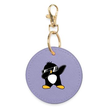 Dabbing Penguin - Round Keyring - lavender - Front