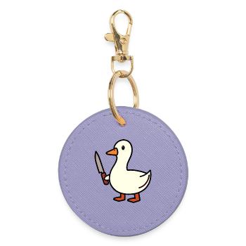 White Goose Duck Duckling Knife Defense Defense - Round Keyring - lavender - Front
