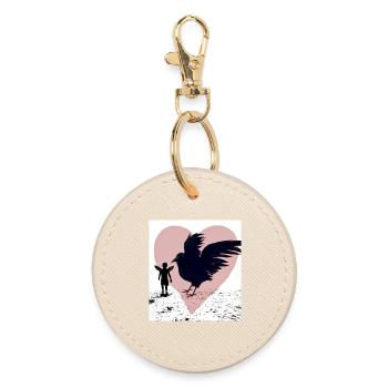 Crow chick - Round Keyring - oyster - Front