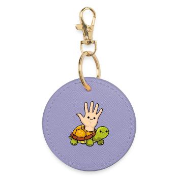 conception de dessin animé de tortue pour gaucher ludique - Porte-clés rond - lavande - Devant