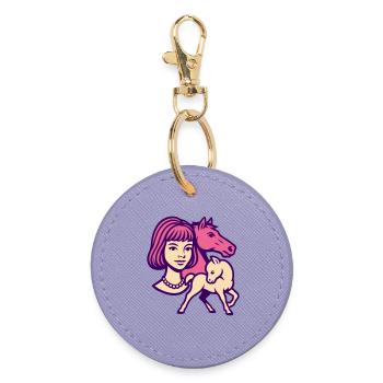 Horse Girl Pop Art Pink - Round Keyring - lavender - Front