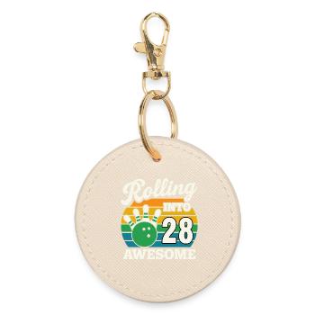 Bowling 28th Birthday Celebration Graphic - Round Keyring - oyster - Front