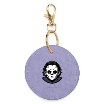 Böse Halloween-Maske monochromer Kapuzenpullover - Runder Schlüsselanhänger - Lavendel - Vorne
