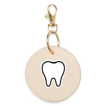 Tooth Symbol - Round Keyring - oyster - Front